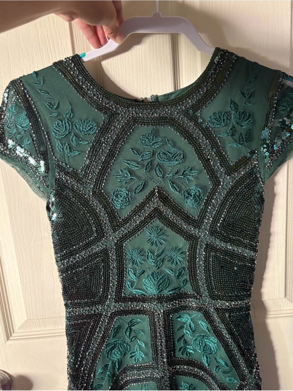 Lulu emerald flowers beaded dress - Picture 6 of 10